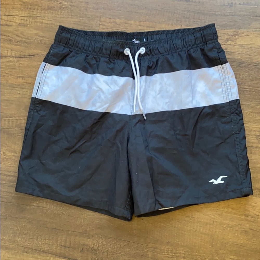 Hollister black and white swim shorts trunks